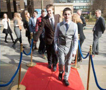 Kids on red carpet.