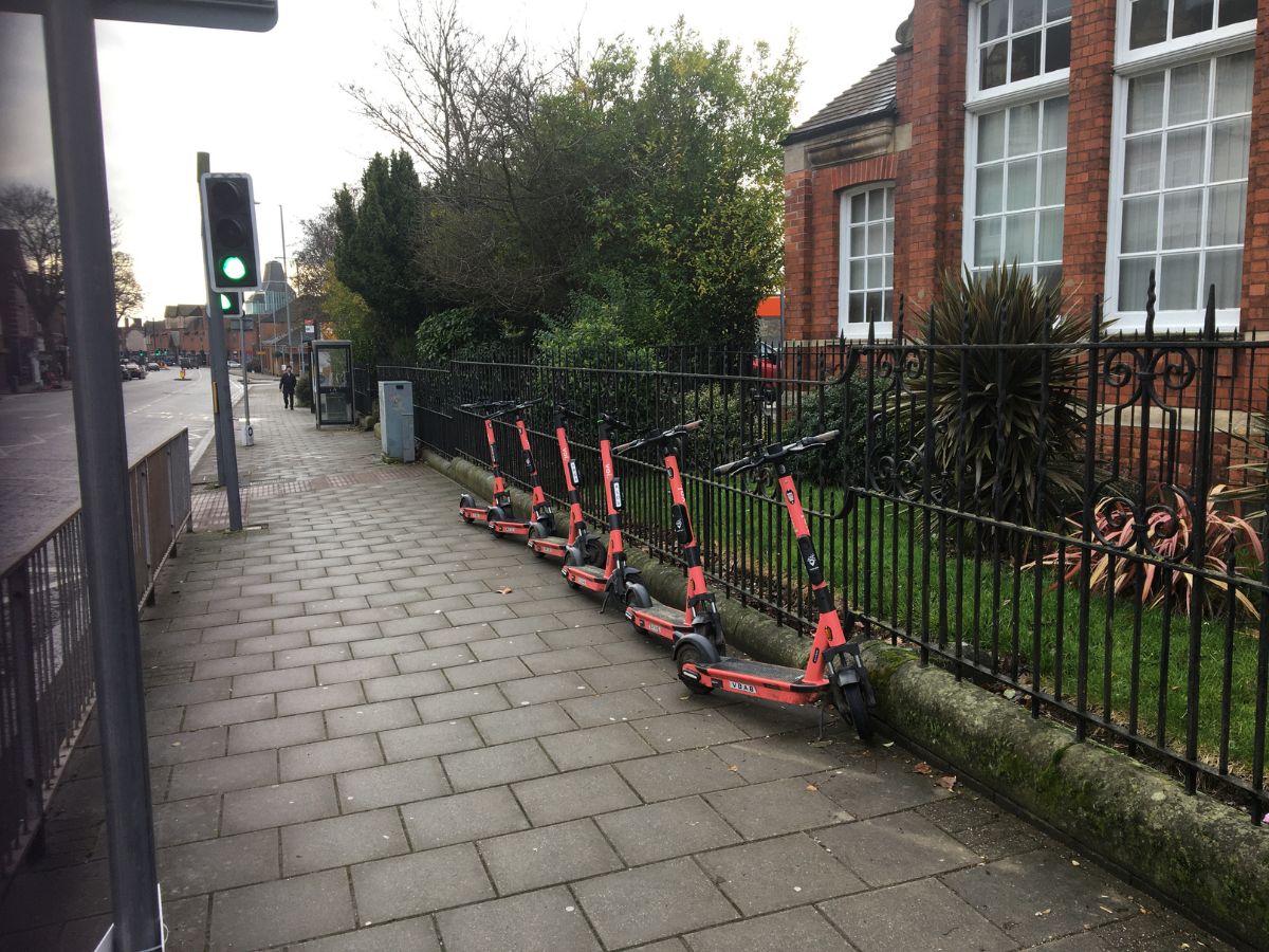 Voi Scooters parked in Kettering
