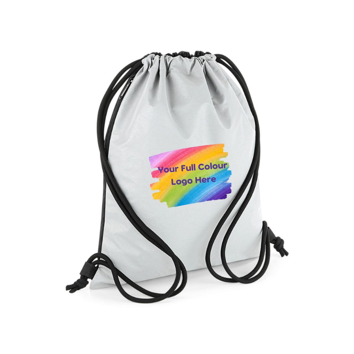 Reflective Drawstring Bag, Full-Colour Print example