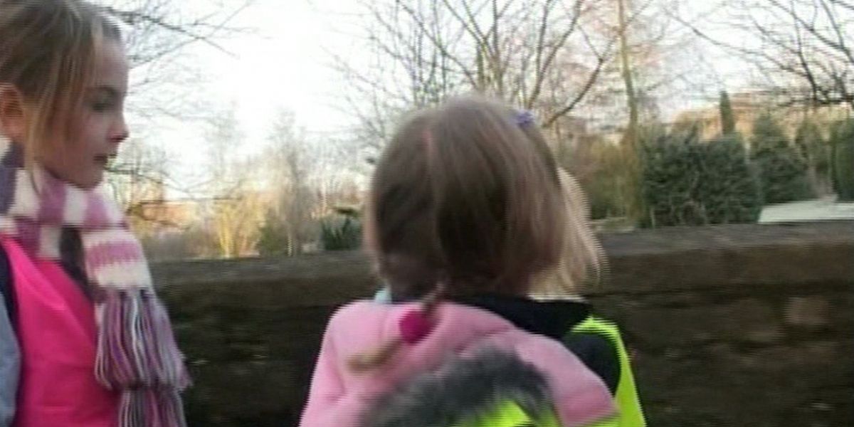 Walking bus on bridge.