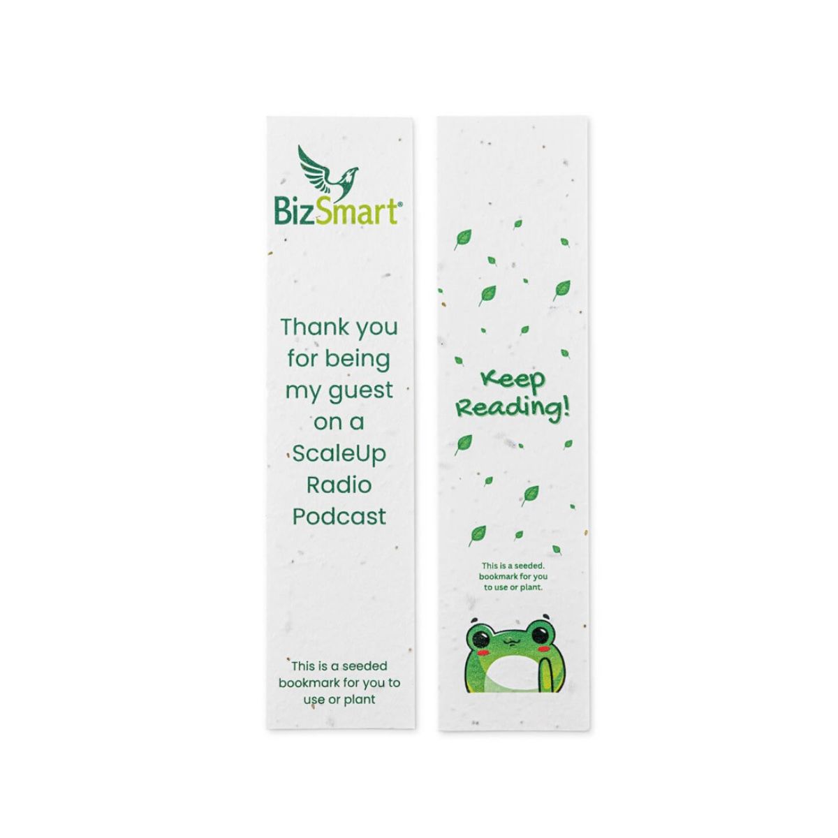 Seed Paper Bookmark, front and back.