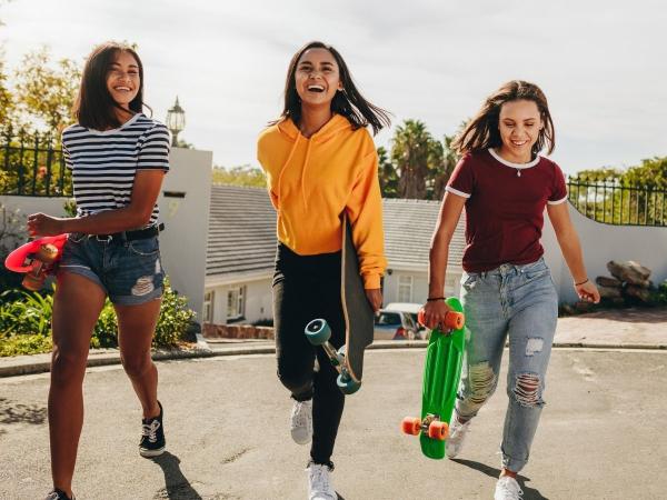 Skateboarding girls.