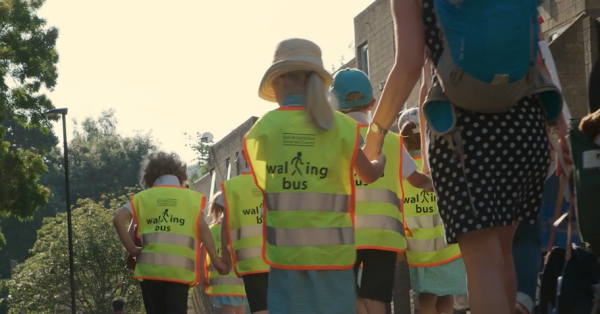 Kids on a walking bus.