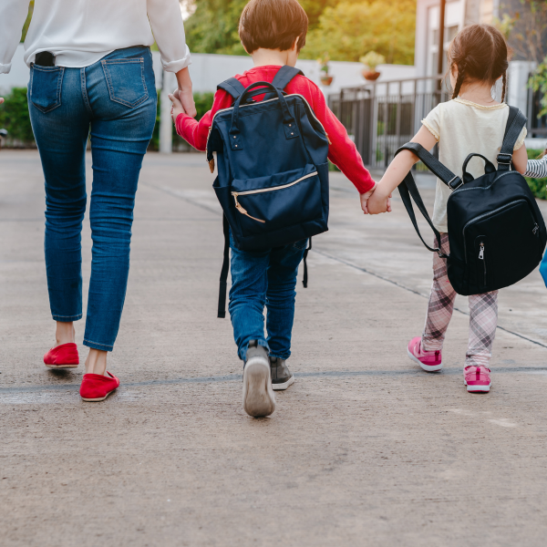 Walking to school square.