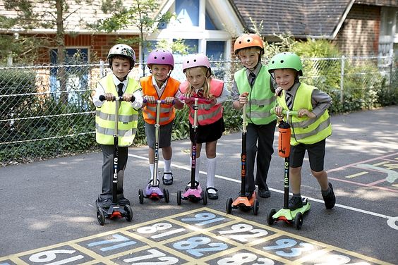 Scooting to school.