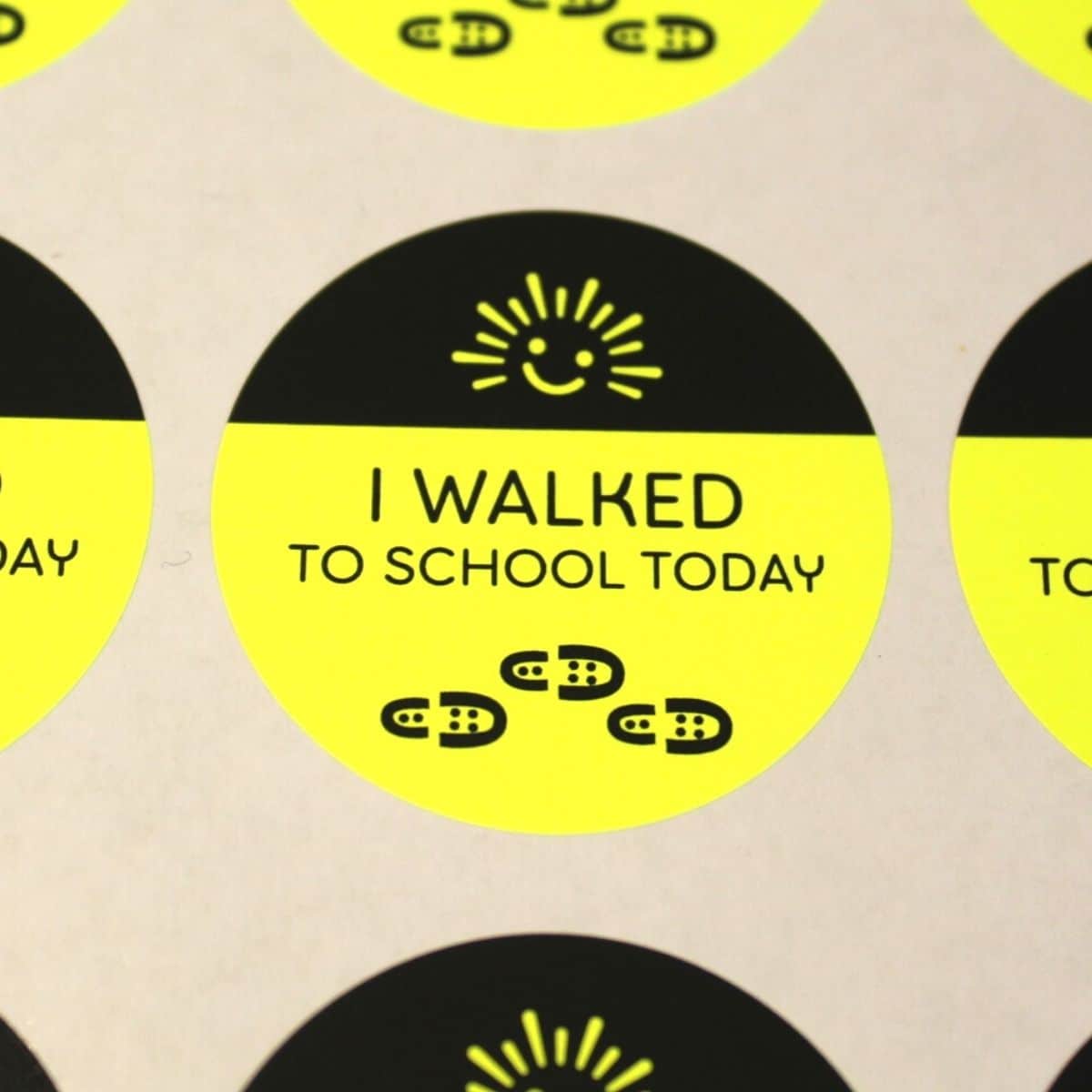 Active Travel Circle Stickers Yellow I walked.
