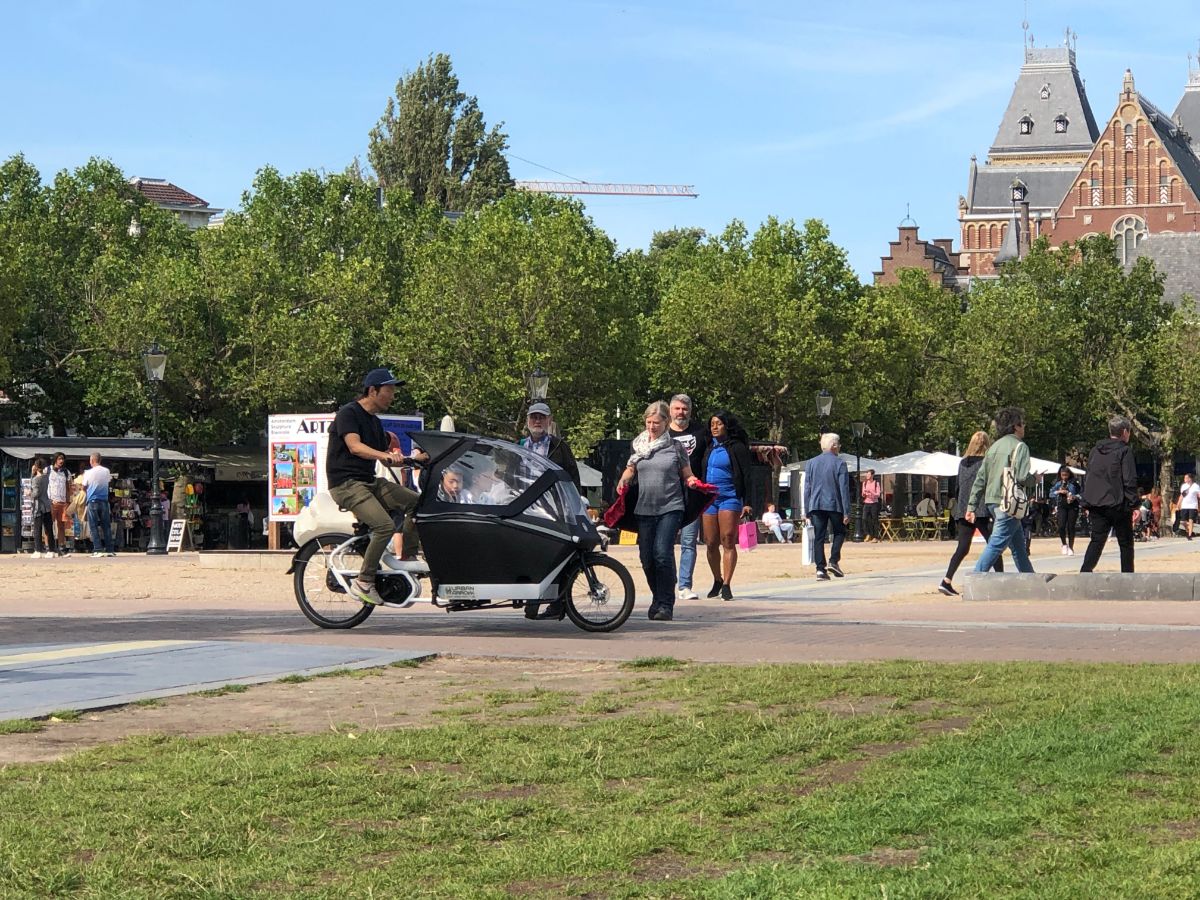 Amsterdam man with large cargo bike