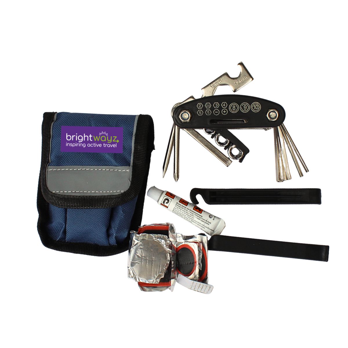 Cycle Repair Tool Kit - All items open - Brightwayz design.