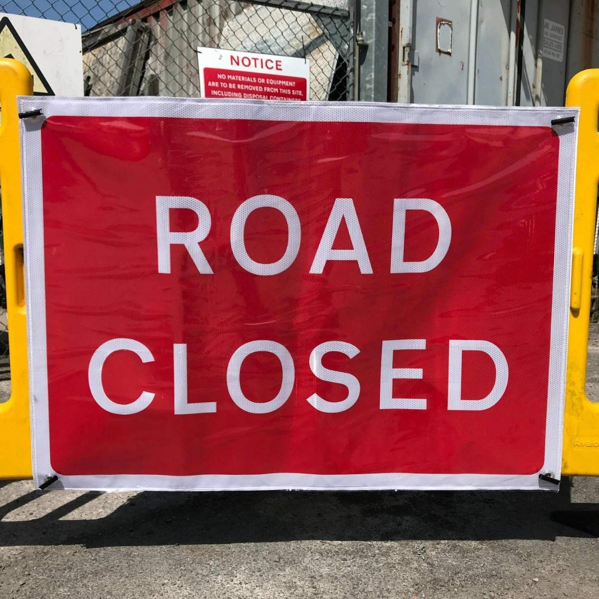 Road Closed Banner Sign.