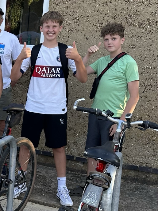 Young boys at Geddington cycle rack.