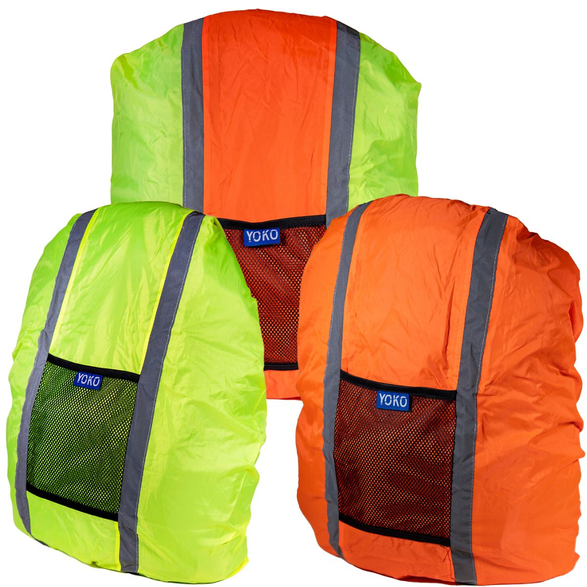 High Vis Rucksack covers trio.